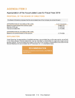 Agenda Item 3. Appropriation of Accumulated Loss for Fiscal Year 2019