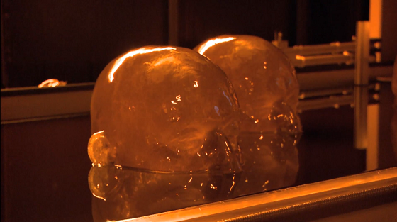 A sneak peak at part of the 'Four Continents' installation by Stephen Jones as it emerges from a Mammoth Stereolithography Machine