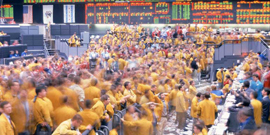 The DuPont (DD) stock page uses a photo of an active Chicago Mercantile Exchange to symbolize economic activity. Note that DD is listed on the New York Stock Exchange.