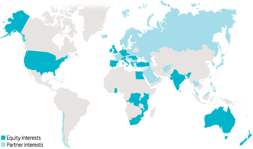 Map: Equity interests, Partner interests