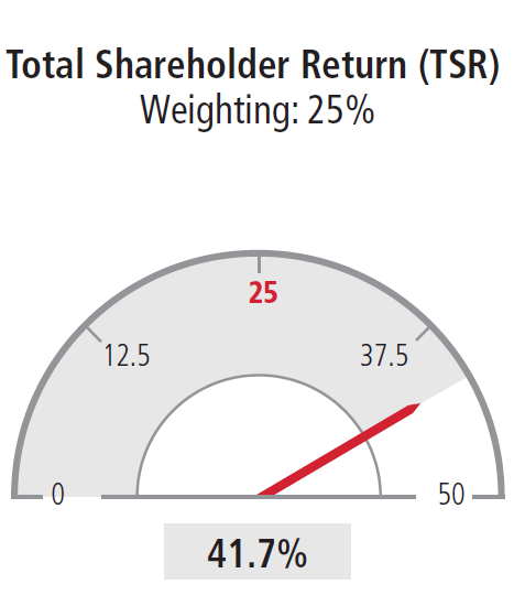 Total Shareholder Return (TSR) Weighting: 25%