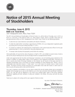 Notice of 2015 Annual Meeting of Stockholders