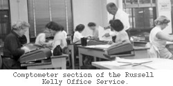 Comptometer section of the 	Russell 	Kelly Office Service.