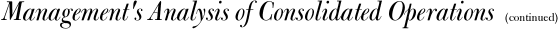 Analysis of Consolidated Operations (continued)