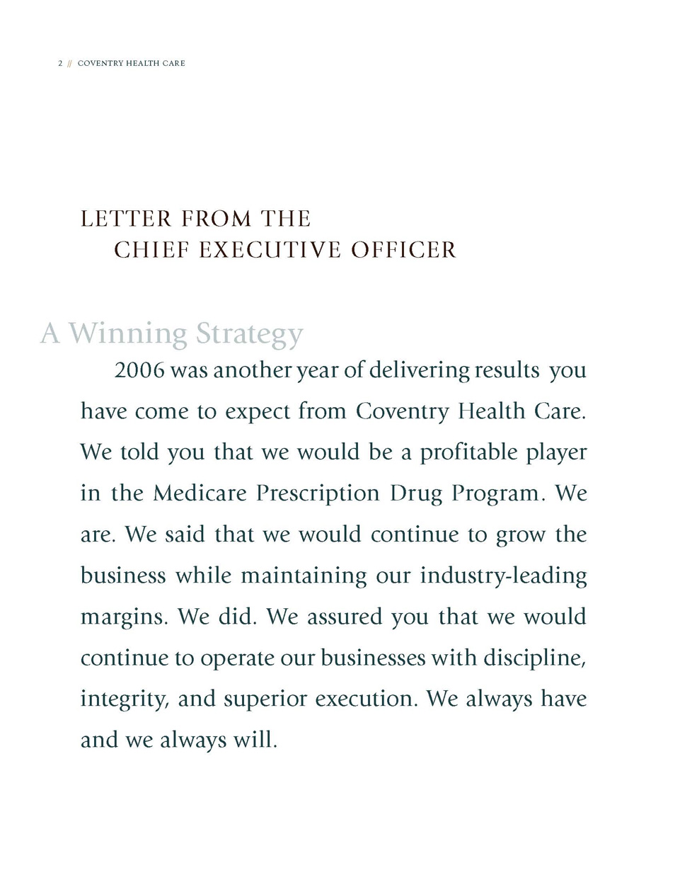 CEO Letter