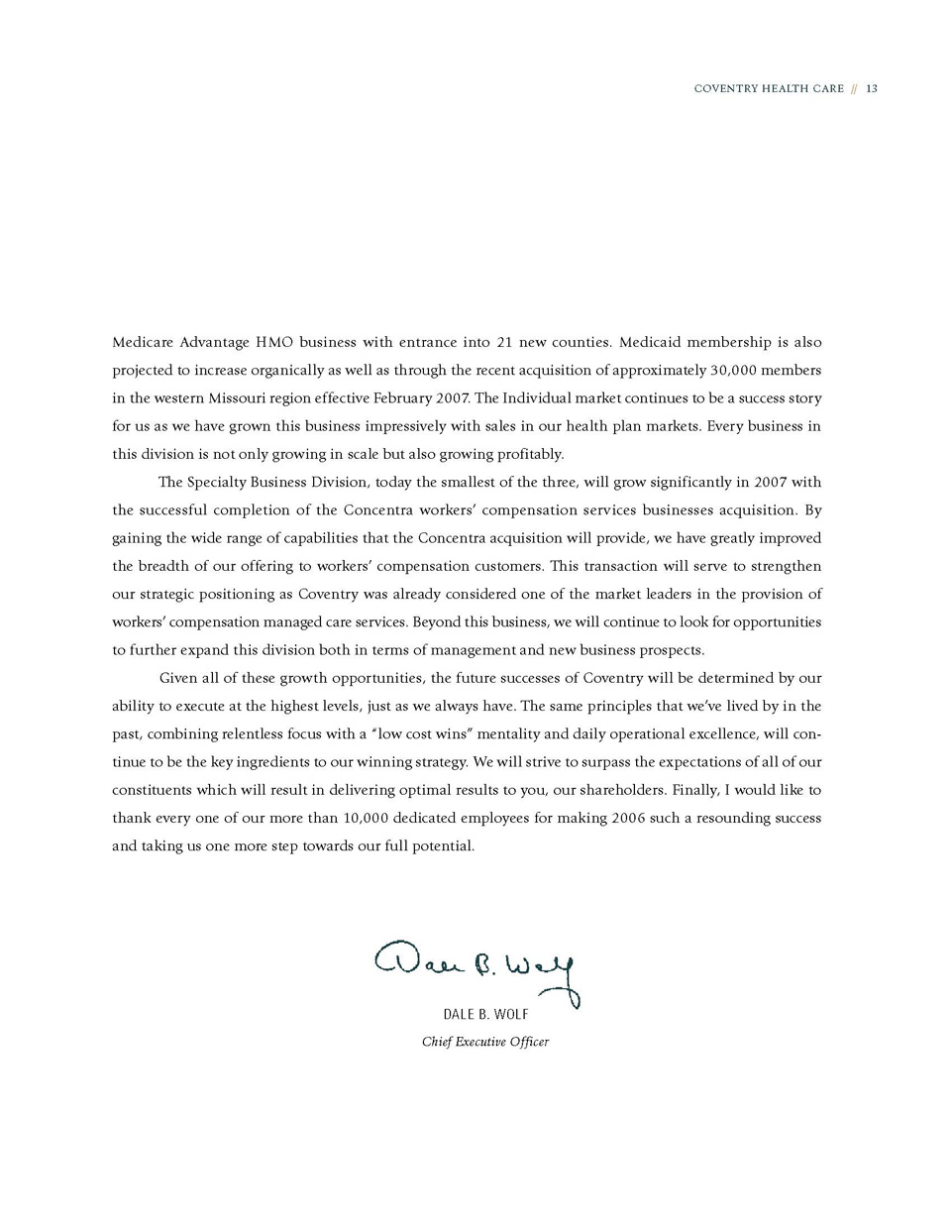 CEO Letter