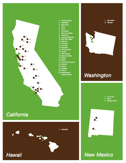 Coverage Map - California, Washington, Hawaii and New Mexico