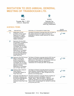 Invitation to 2023 Annual General Meeting of Transocean Ltd.