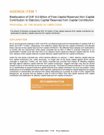 Agenda Item 1. Reallocation of CHF 9.5 Billion of Free Capital Reserves from Capital Contribution to Statutory Capital Reserves from Capital Contribution