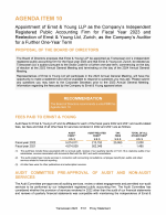 Agenda Item 10. Appointment of Ernst & Young LLP As the Company's Independent Registered Public Accounting Firm for Fiscal Year 2023 and Reelection of Ernst & Young Ltd, Zurich, as the Company's Auditor for a Further One-Year Term