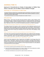 Agenda Item 15. Approval of Amendments to Articles of Association to Reflect New Swiss Corporate Law and Make Certain Related Changes