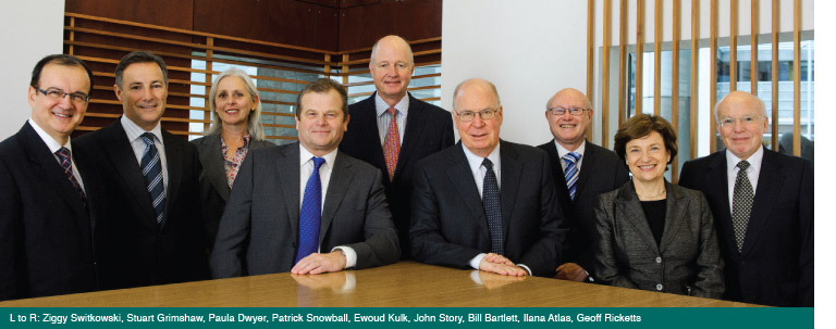 L to R: Ziggy Switkowski, Stuart Grimshaw, Paula Dwyer, Patrick Snowball, Ewoud Kulk, John Story, Bill Bartlett, Ilana Atlas, Geoff Ricketts