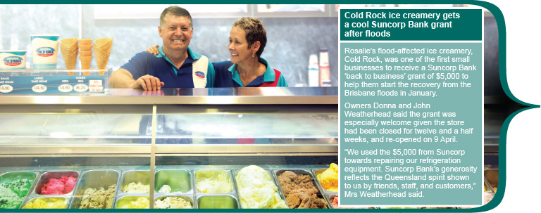 Cold Rock ice creamery gets a cool Suncorp Bank grant after floods