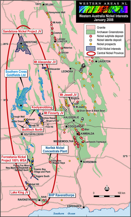 Western Australia Nickel Interests Map