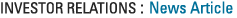Investor Relations: News Article