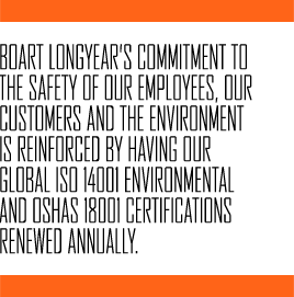 Boart Longyear’s commitment to the safety of our employees, our customers and the environment is reinforced by having our global ISO 14001 environmental and OSHAS 18001 certifications renewed annually.