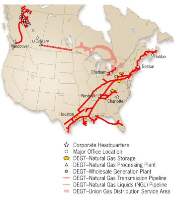 Map of Duke Energy Gas Transmission