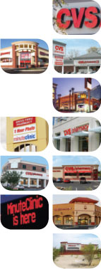 group of small photos of stores