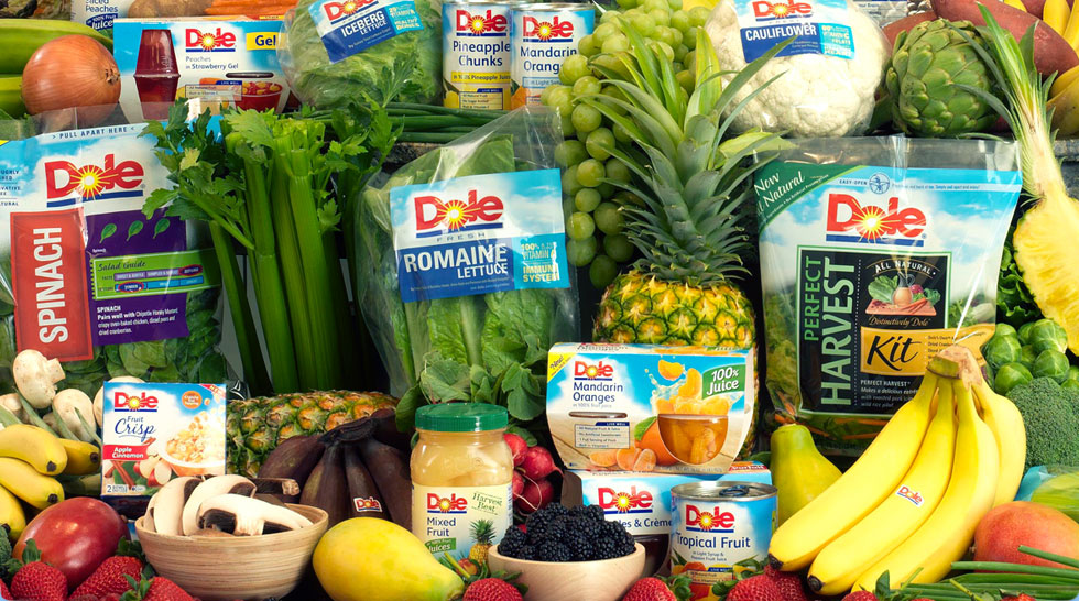 Assortment of healthy Dole products.