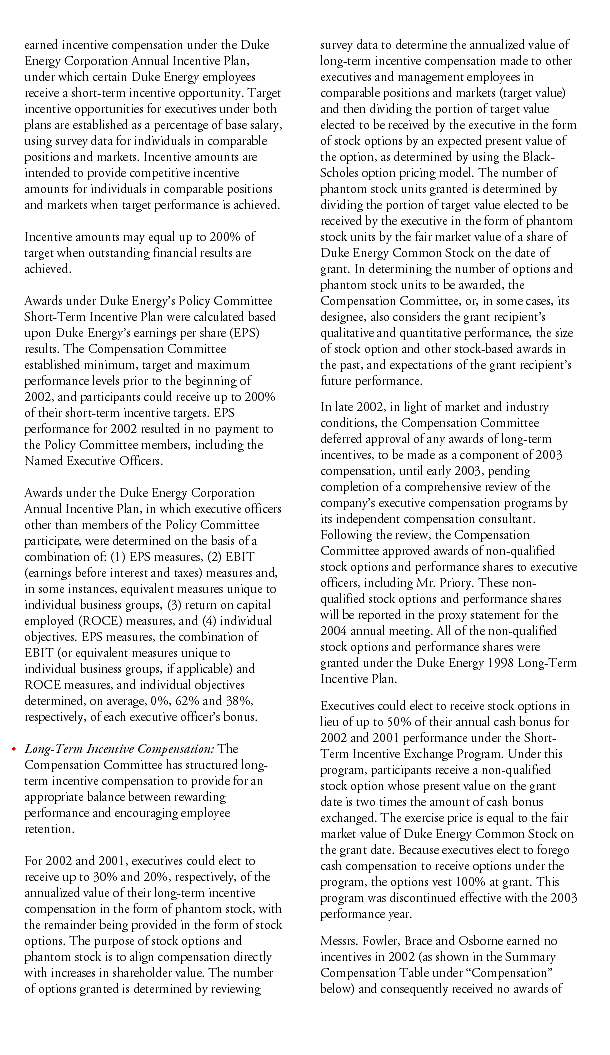 Duke Energy Proxy 2003