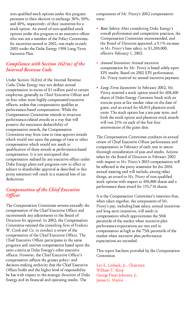 Duke Energy Proxy 2003