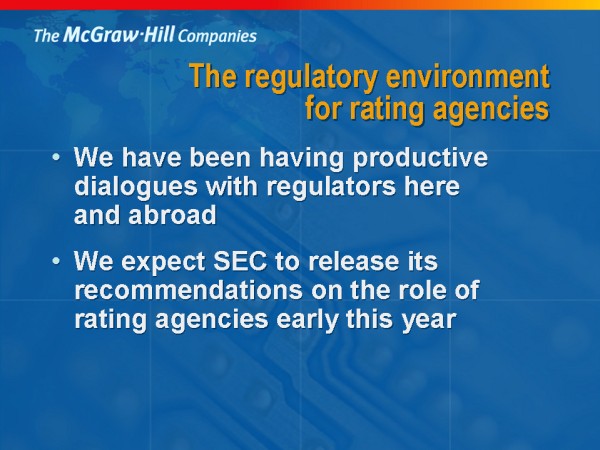 The regulatory environment