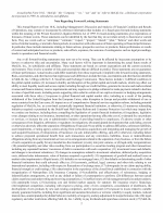 Note Regarding Forward-Looking Statements