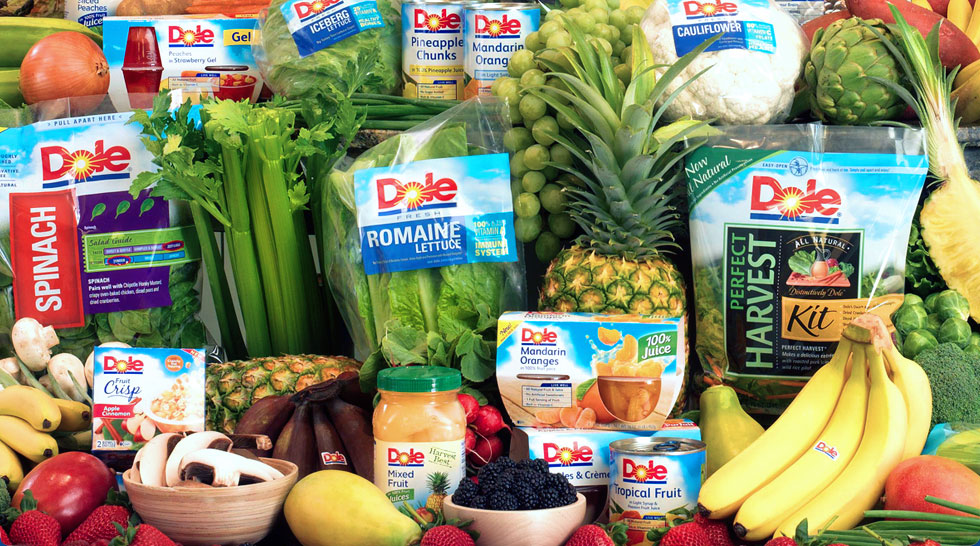 Assortment of Dole products.