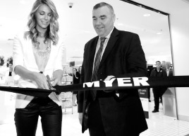 Jennifer Hawkins and Bernie Brookes open the new Myer store