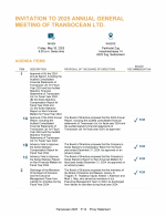 Invitation to 2025 Annual General Meeting of Transocean Ltd.