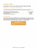Agenda Item 3. Appropriation of the Accumulated Losses for Fiscal Year 2024