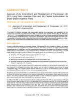 Agenda Item 13. Approval of (A) Amendment and Restatement of Transocean Ltd. 2015 Long-Term Incentive Plan and (B) Capital Authorization for Share-Based Incentive Plans