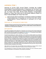 Agenda Item 1. Approval of (A) the 2023 Annual Report, Including the Audited Consolidated Financial Statements of Transocean Ltd. for Fiscal Year 2023 and the Audited Statutory Financial Statements of Transocean Ltd. for Fiscal Year 2023, (B) the Swiss Statutory Compensation Report for Fiscal Year 2023 and (C) the Swiss Statutory Report on Non-Financial Matters for Fiscal Year 2023